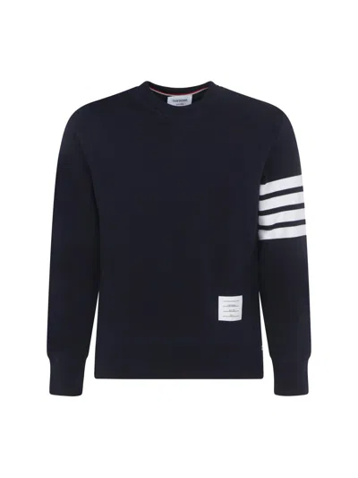 Thom Browne Classic Sweatshirt In Classic Loopback 4 Bar In Blue