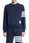 Thom Browne Engineered 4-bar Cotton Sweatshirt In Blue