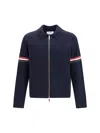 Thom Browne Rwb Stripe Zipped Jacket In Black