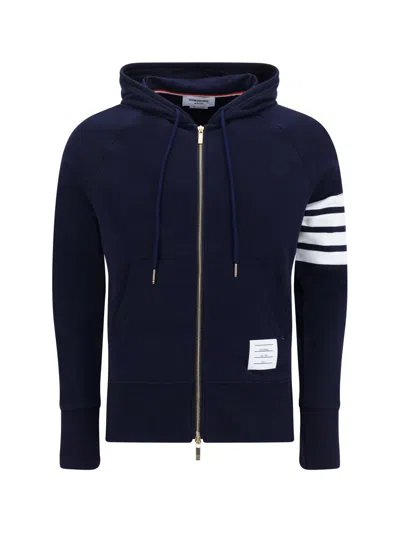 Thom Browne 4-bar Striped Zip-up Hoodie In Blue