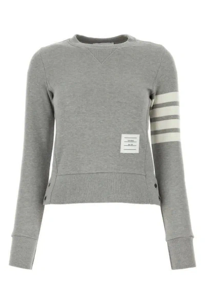 Thom Browne Loopback Jersey Knit Engineered 4-bar Stripe Classic Crewneck Pullover In Grey