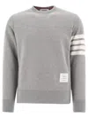 Thom Browne Loopback Jersey Knit 4-bar Crewneck Sweatshirt In Light Grey