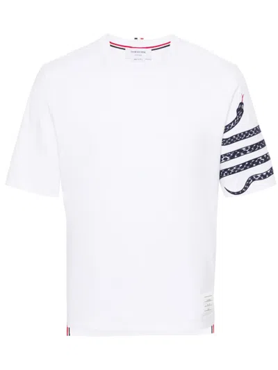 Thom Browne Snake-embroidery Cotton T-shirt In White