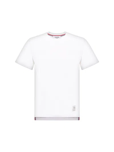 Thom Browne T-shirt Cotton Striped Detail In White