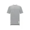 Thom Browne Grey Crewneck T-shirt With Logo Patch On The Front And Striped Detail On The Rear In Cotton Man