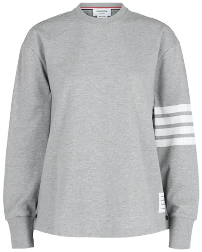 Thom Browne 4-bar Long-sleeve Cotton Jersey Ruby T-shirt In Grey
