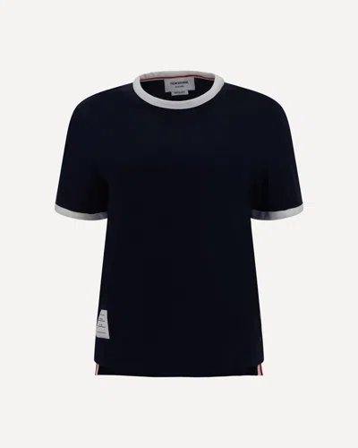 Thom Browne Cotton T-shirt With Logo Patch In Black