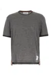 Thom Browne Ringer Stretch Wool T-shirt In Gray