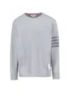 Thom Browne Loopback Jersey Knit 4-bar Crewneck Sweatshirt In Grey