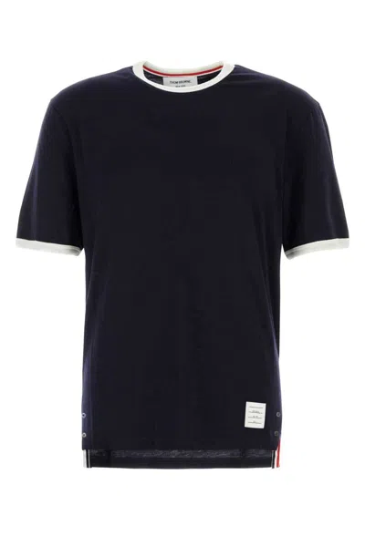 Thom Browne Contrasting-trim Cotton T-shirt In Brown