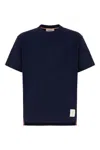 Thom Browne Blue T-shirt With Logo Patch In Stretch Wool Man In Blue