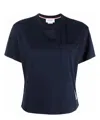 Thom Browne Rwb Tab Cotton T-shirt In Blue
