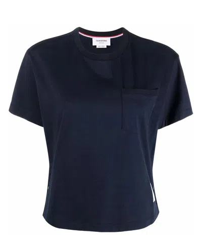 Thom Browne Rwb Tab Cotton T-shirt In Black
