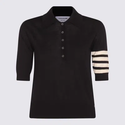 THOM BROWNE THOM BROWNE NAVY WOOL POLO SHIRT