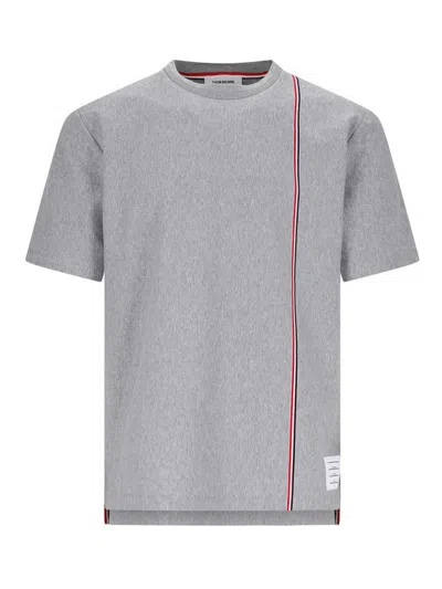 Thom Browne Grey Rwb Stripe-print Cotton T-shirt In Medgrey