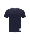 Thom Browne Blue T-shirt With Logo Patch In Navy