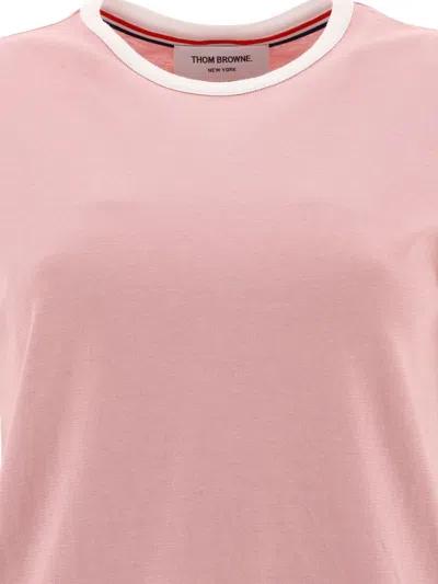 Thom Browne Crewneck Cotton T-shirt In Pink