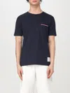 Thom Browne Jersey Cotton Short Sleeve Pocket Tee In Blue