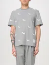 Thom Browne Grey Crewneck Embroidery T-shirt In Gray