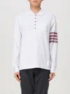 Thom Browne Stripe-detailed Long-sleeved Polo Shirt In Grau
