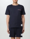 Thom Browne Jersey Cotton Short Sleeve Pocket Tee In Navy