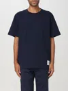 Thom Browne Blue T-shirt With Logo Patch In Stretch Wool Man In Navy