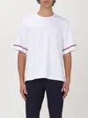 Thom Browne White Crewneck T-shirt With Rwb Detail On Neck And Sleeve