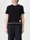 Thom Browne Logo-patch Short-sleeve T-shirt In Blue