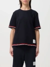 Thom Browne Woman T-shirt Midnight Blue Size 8 Cotton In Blue