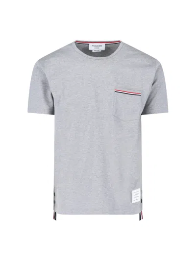 THOM BROWNE T-SHIRT TRICOLOUR DETAILS