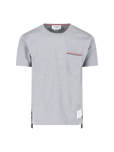 Thom Browne T-shirt Tricolour Details In Gray