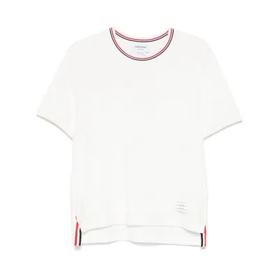 Thom Browne White T-shirt With Tricolour Detail