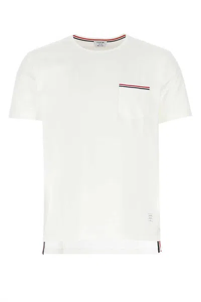 Thom Browne Striped Pocket Cotton T-shirt In White