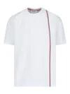 Thom Browne Crewneck T-shirt With Tricolor Intarsia In White