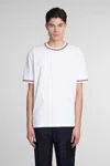 Thom Browne White Crewneck T-shirt With Rwb Detail On Neck And Sleeve In White