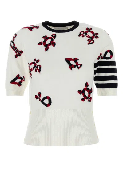 Thom Browne White Cotton Blend Sweater