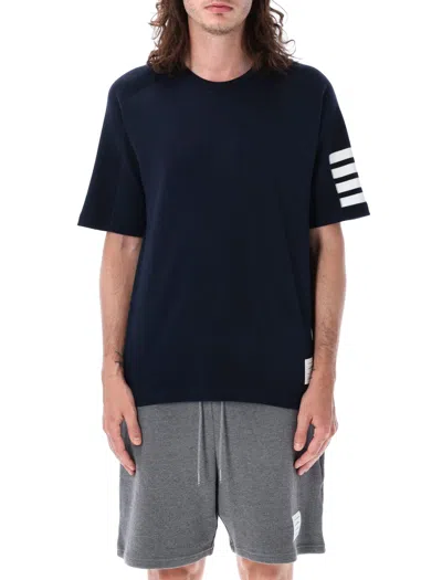 Thom Browne T-shirt With 4 Bar Stripes In Navy