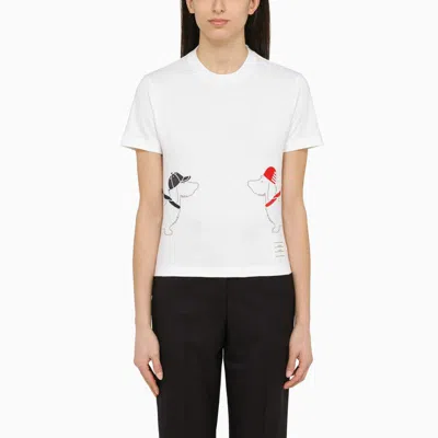 Thom Browne White Cotton T-shirt With Embroidery Women