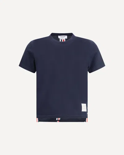 Thom Browne T-shirt With Iconic Bands In Blue