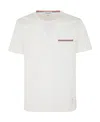 Thom Browne Short-sleeve Crew Neck T-shirt With Chest Pocket And Striped Trim Detail In White