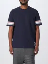 Thom Browne Navy Engineered Rwb Strip Textured Cotton T-shirt In Blue