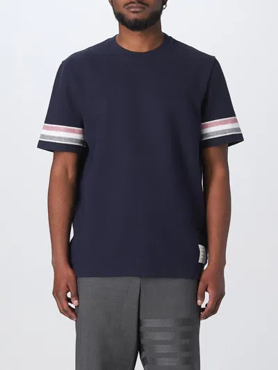 THOM BROWNE T-SHIRT WITH STRIPED BANDS,D94656009