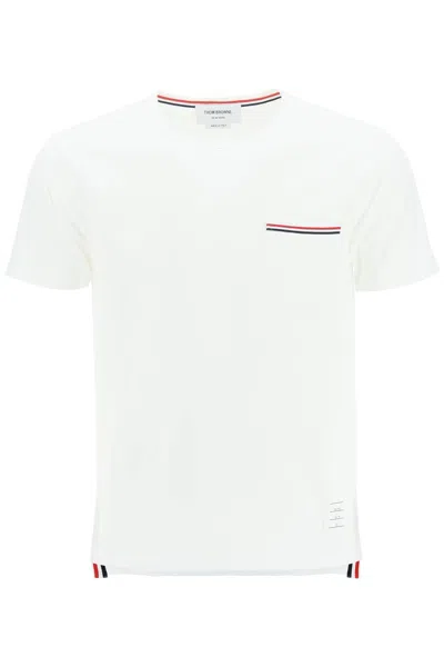 THOM BROWNE T-SHIRT WITH TRICOLOR POCKET