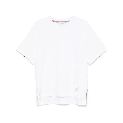 Thom Browne Oversized T-shirt With Rwb Knit Trim In White