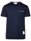 Thom Browne Maglietta In Jersey Di Peso Medio Con Tasca In Blue
