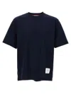 Thom Browne Blue T-shirt With Logo Patch In Stretch Wool Man In Blue