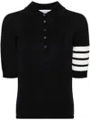 Thom Browne 4 Bar Short-sleeve Fine Merino Wool Polo Shirt