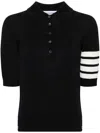 Thom Browne 4 Bar Short-sleeve Fine Merino Wool Polo Shirt