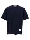 Thom Browne Blue T-shirt With Logo Patch In Stretch Wool Man In Blue