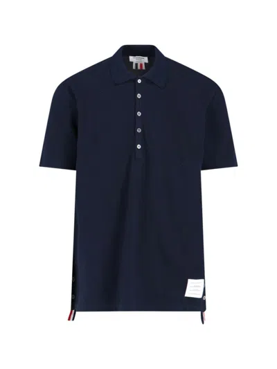 Thom Browne Center Back Rwb-stripe Polo Shirt In Blue